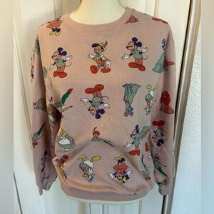 Disney Parks 100 Years of Wonder  SweatShirt Mickey/Friends Pink Sz Med-see Meas